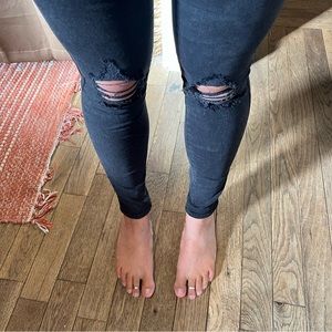 American Eagle Black Distressed Skinny Jeans
